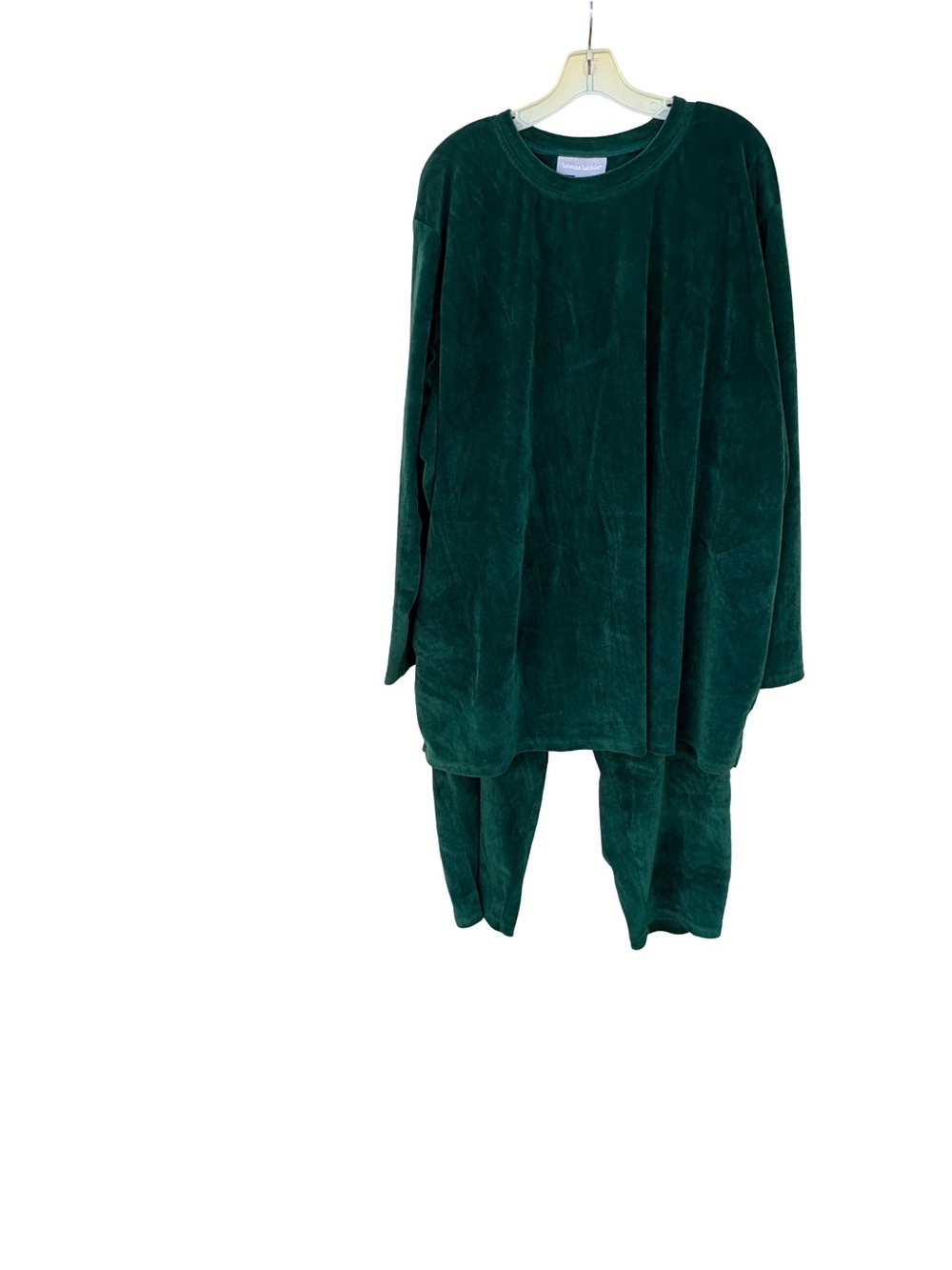 Woman Within Plush Track Top & Joggers Set Deep Green 3X 30/32